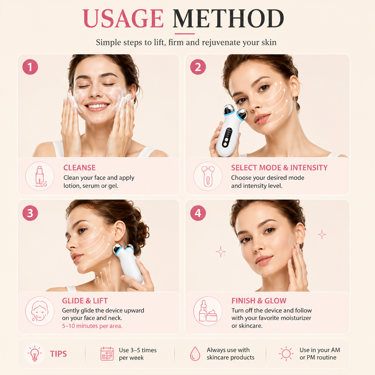 Microcurrent Face Lift Device — V-Shape Jawline & EMS Skin Toning
