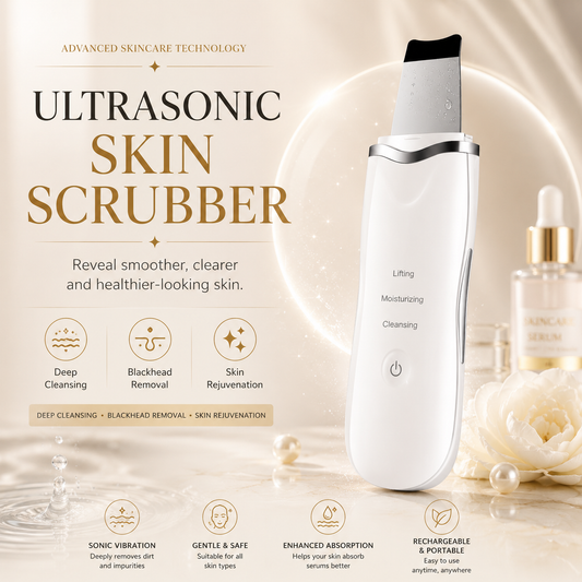 3-in-1 Ultrasonic Skin Scrubber — Deep Pore Cleanse & Blackhead Remover for Glowing Skin