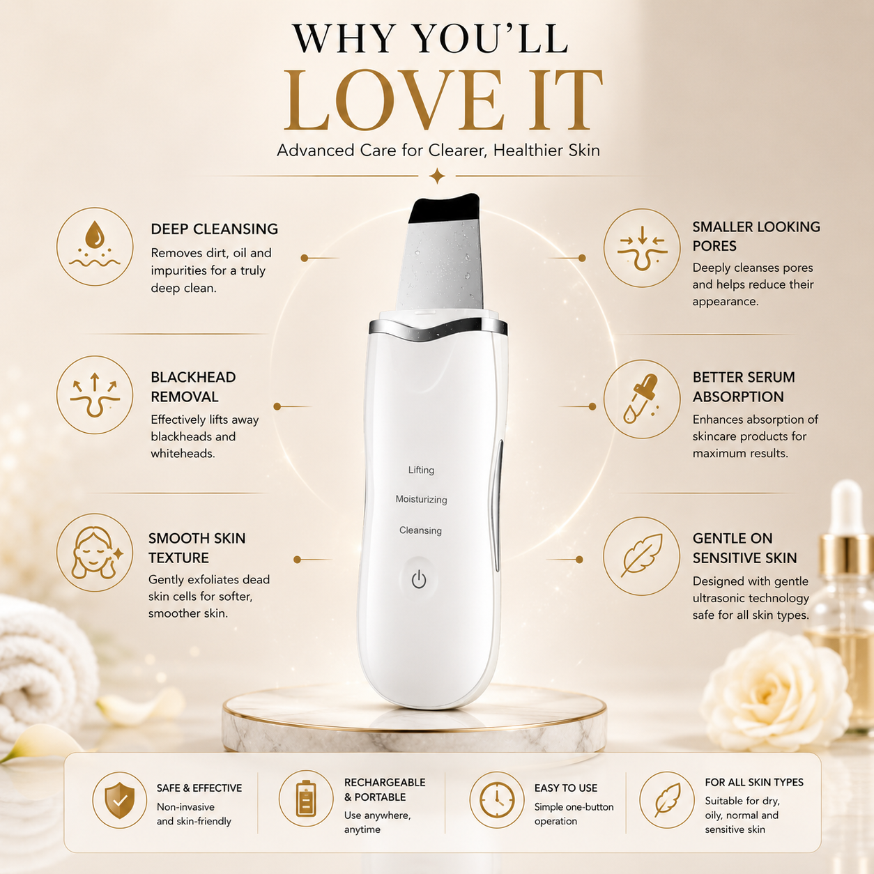 3-in-1 Ultrasonic Skin Scrubber — Deep Pore Cleanse & Blackhead Remover for Glowing Skin