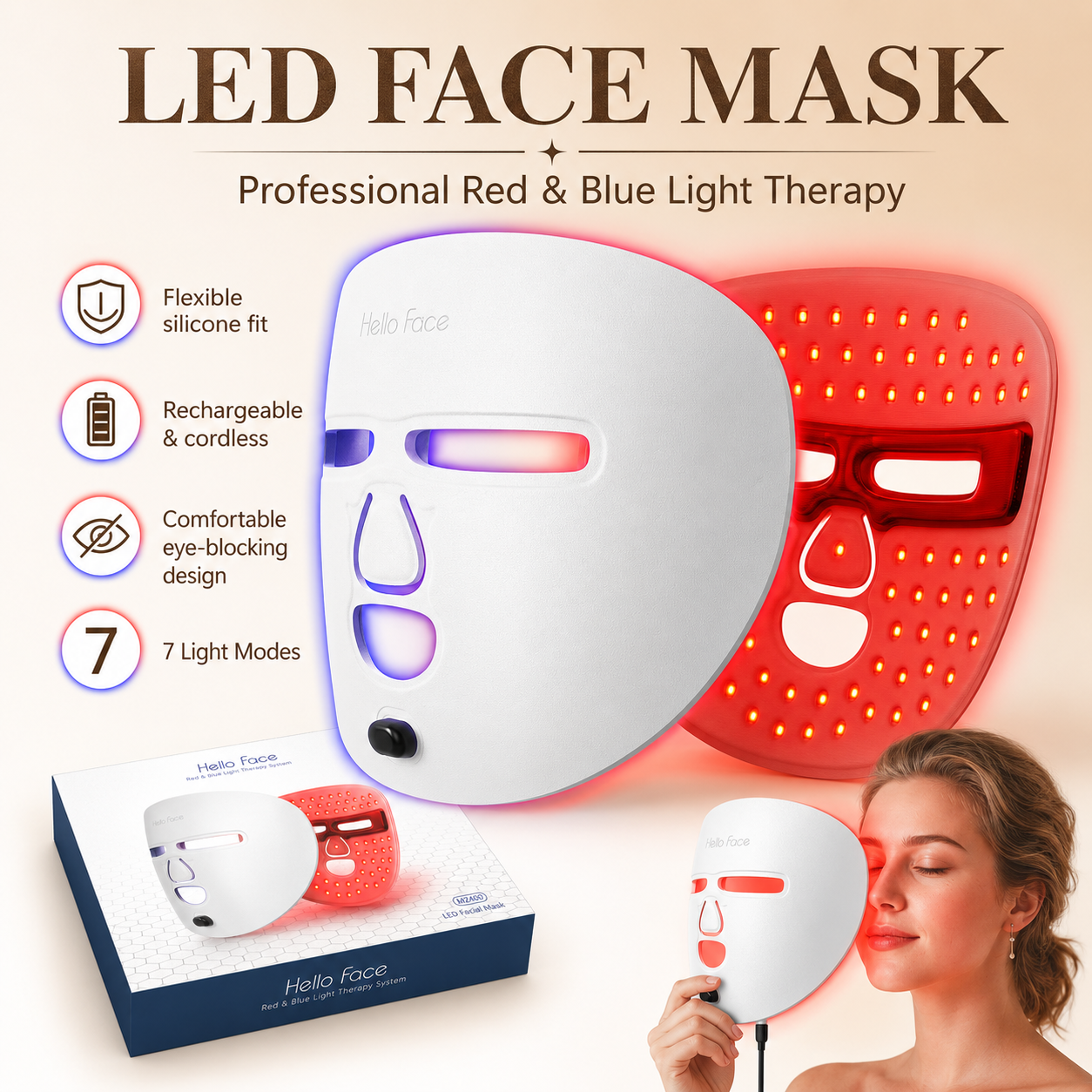 LED Red Light Therapy Face Mask — Anti-Aging & Acne Treatment ⭐