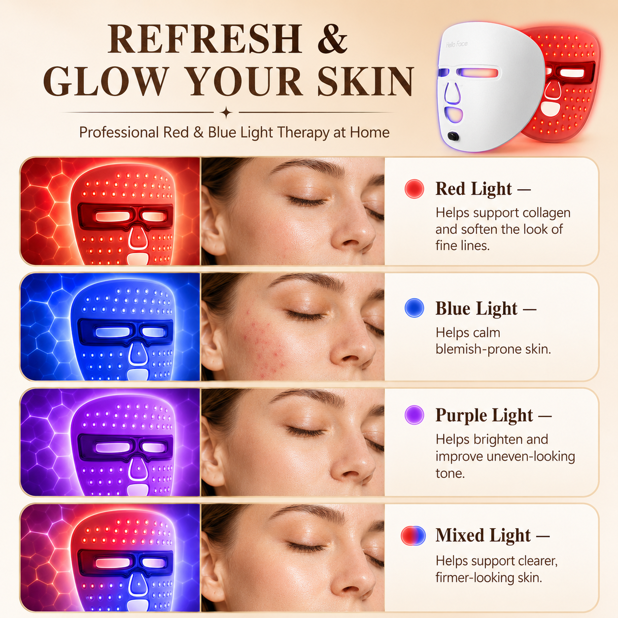 LED Red Light Therapy Face Mask — Anti-Aging & Acne Treatment ⭐