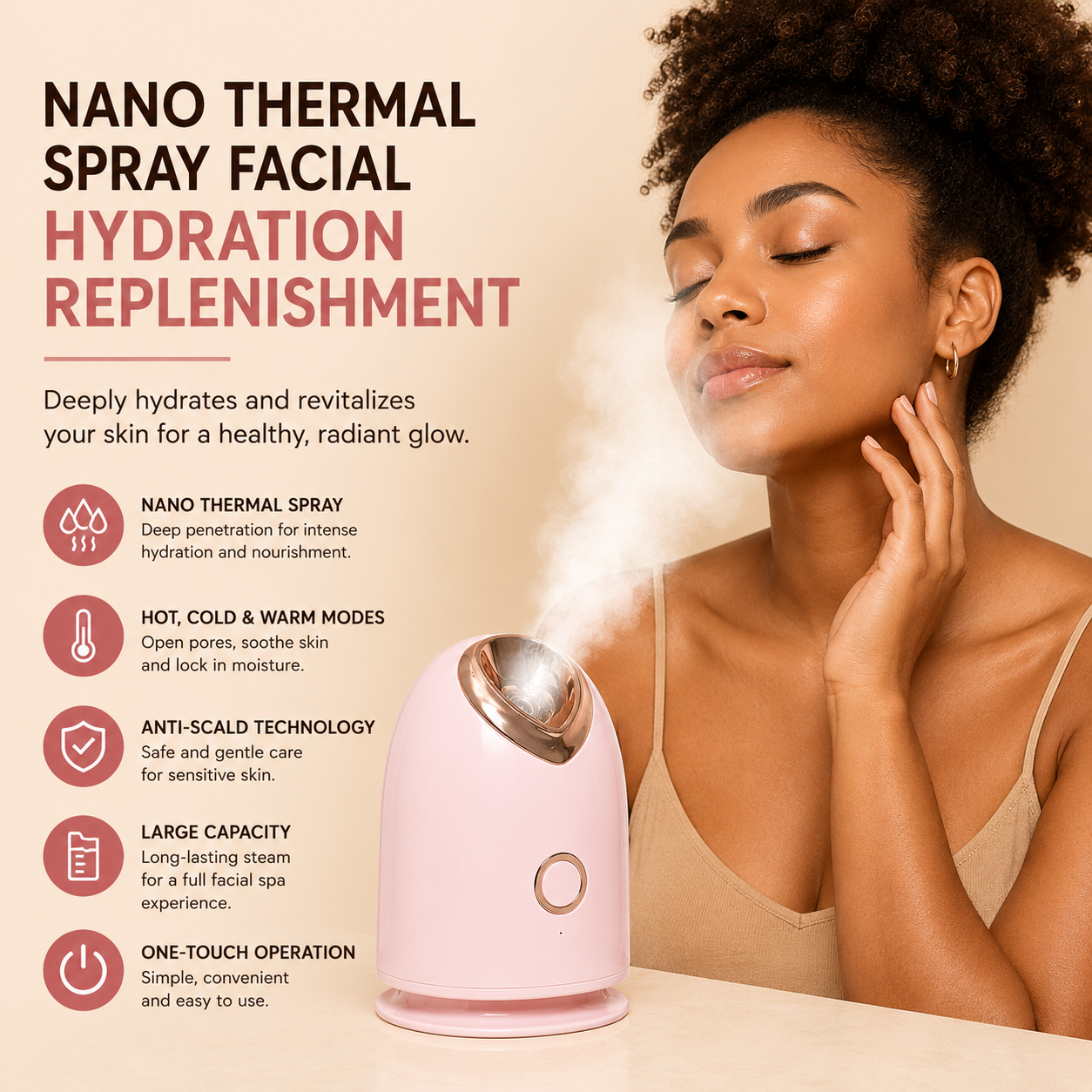 Hot & Cold Nano Facial Vaporizer — 3-Mode Professional Steamer
