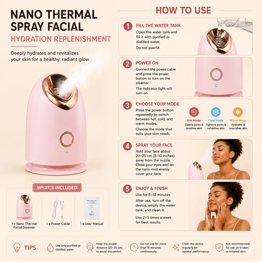 Hot & Cold Nano Facial Vaporizer — 3-Mode Professional Steamer