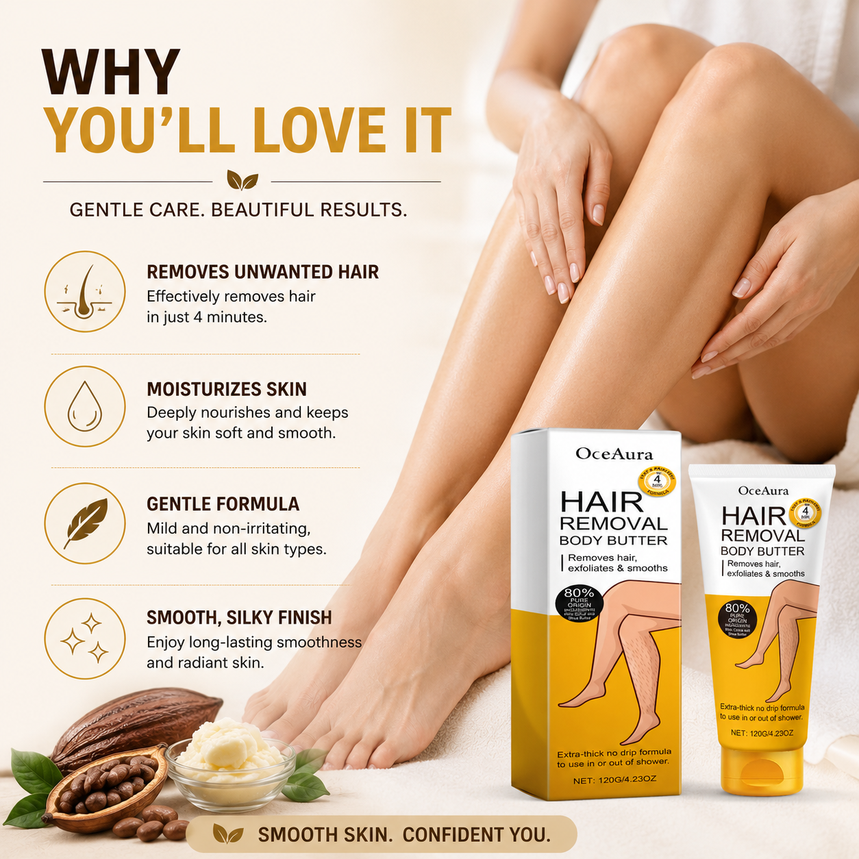 Silky Smooth Hair Removal Butter — Painless & Nourishing
