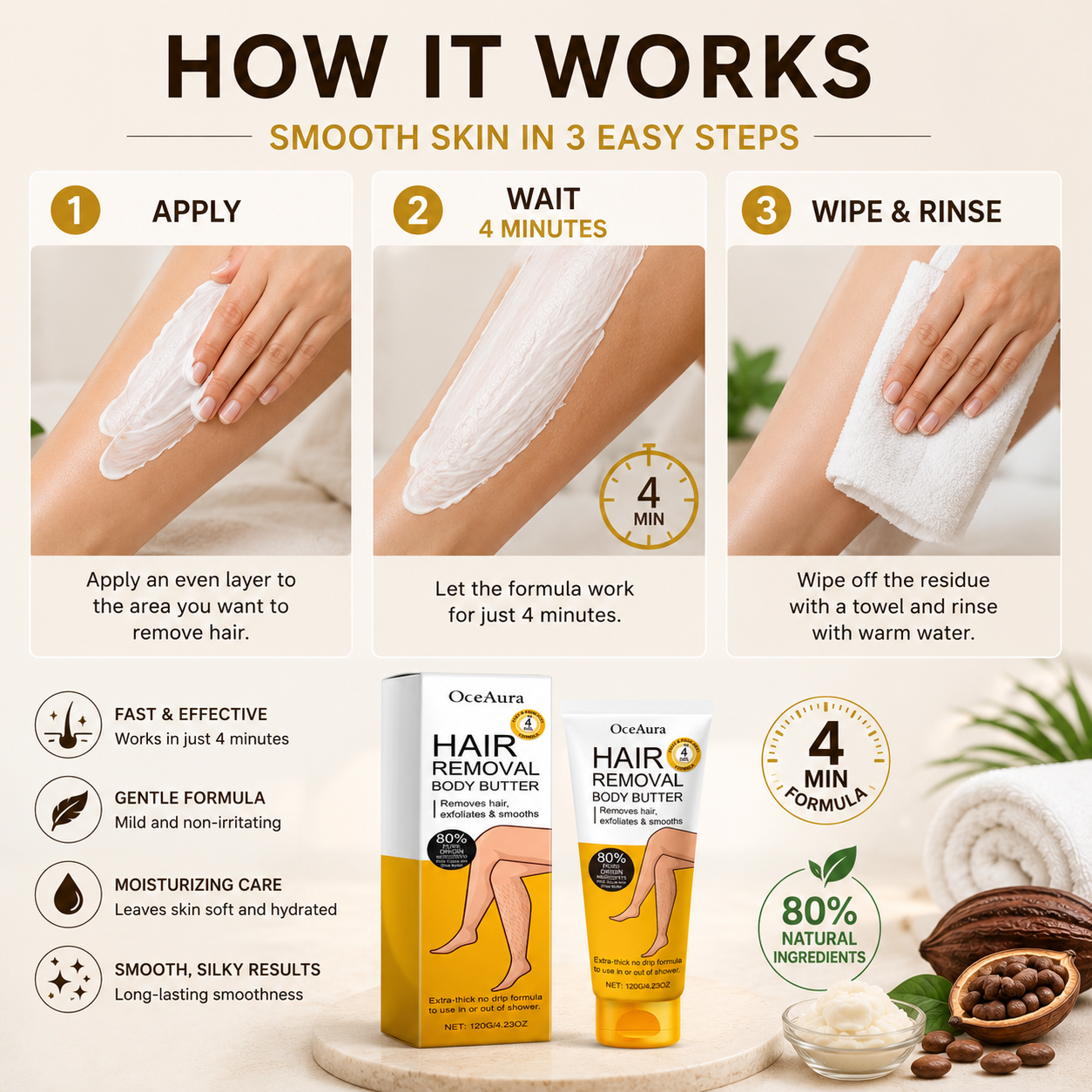 Silky Smooth Hair Removal Butter — Painless & Nourishing