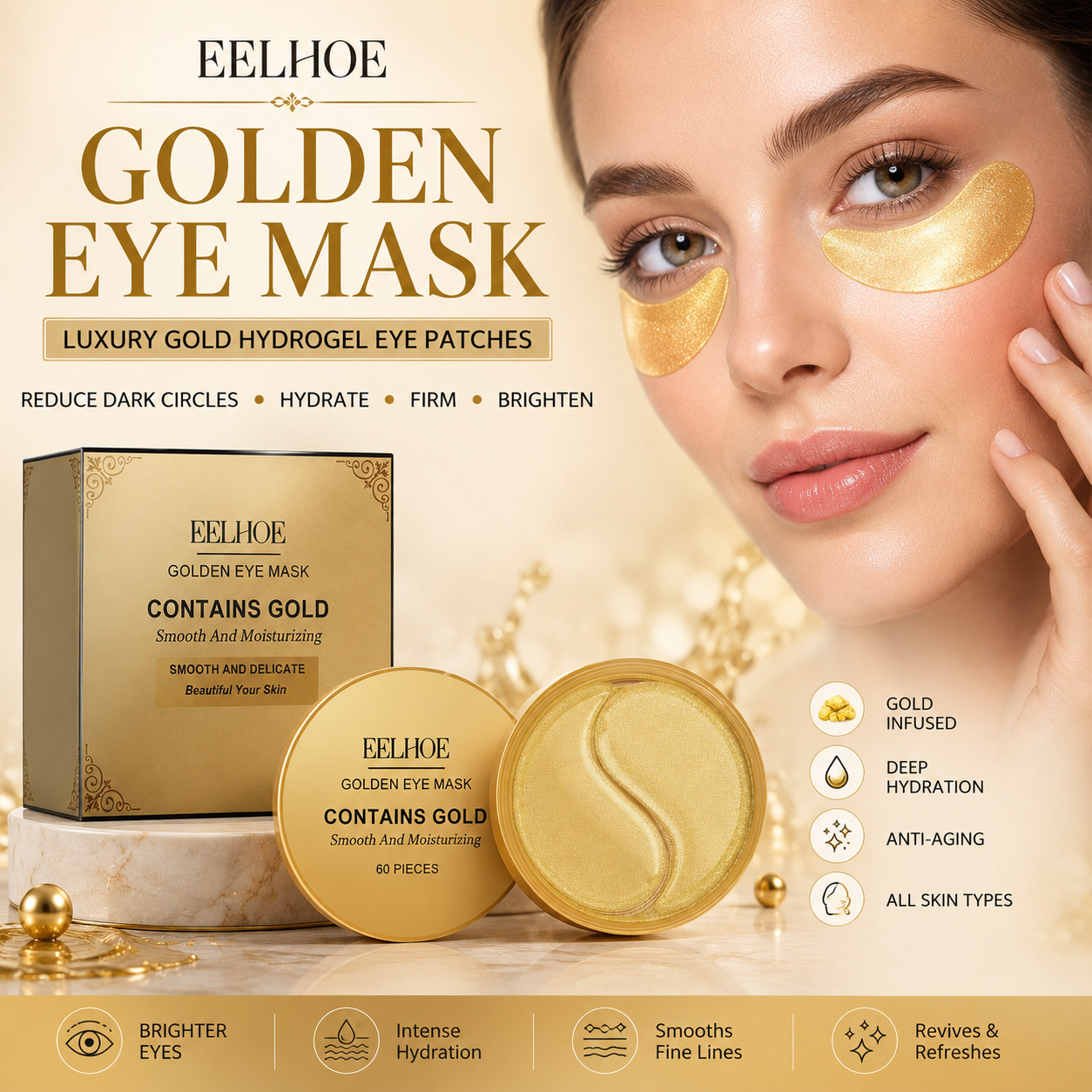 Gold Firming Eye Mask — Depuff & Brighten