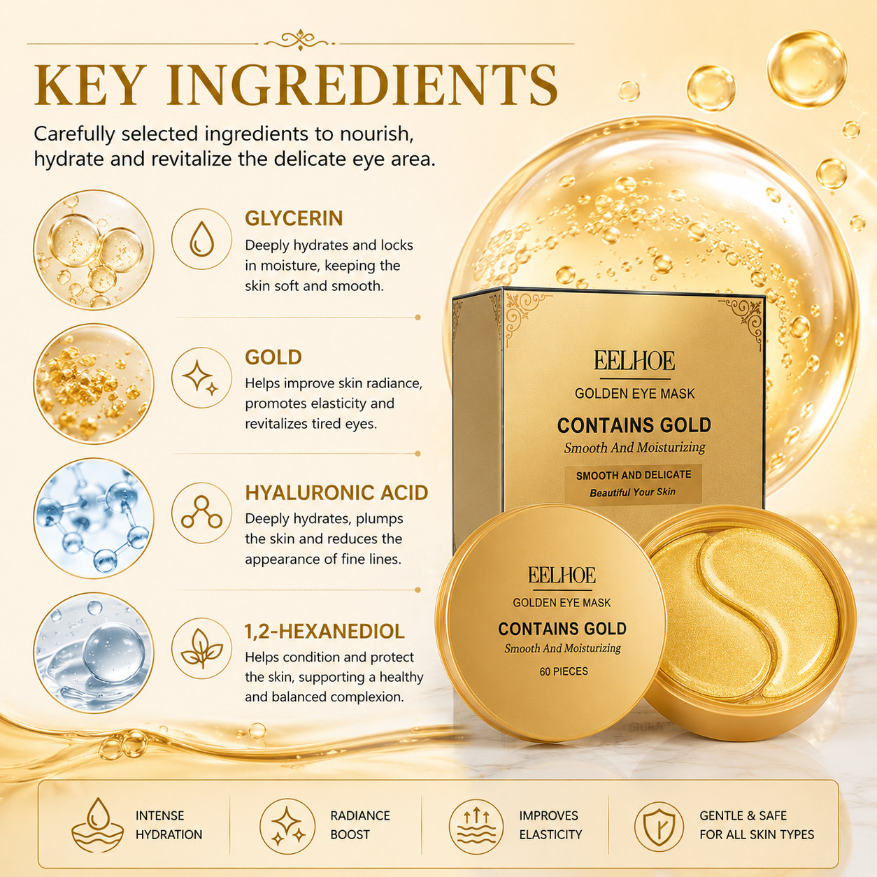 Gold Firming Eye Mask — Depuff & Brighten