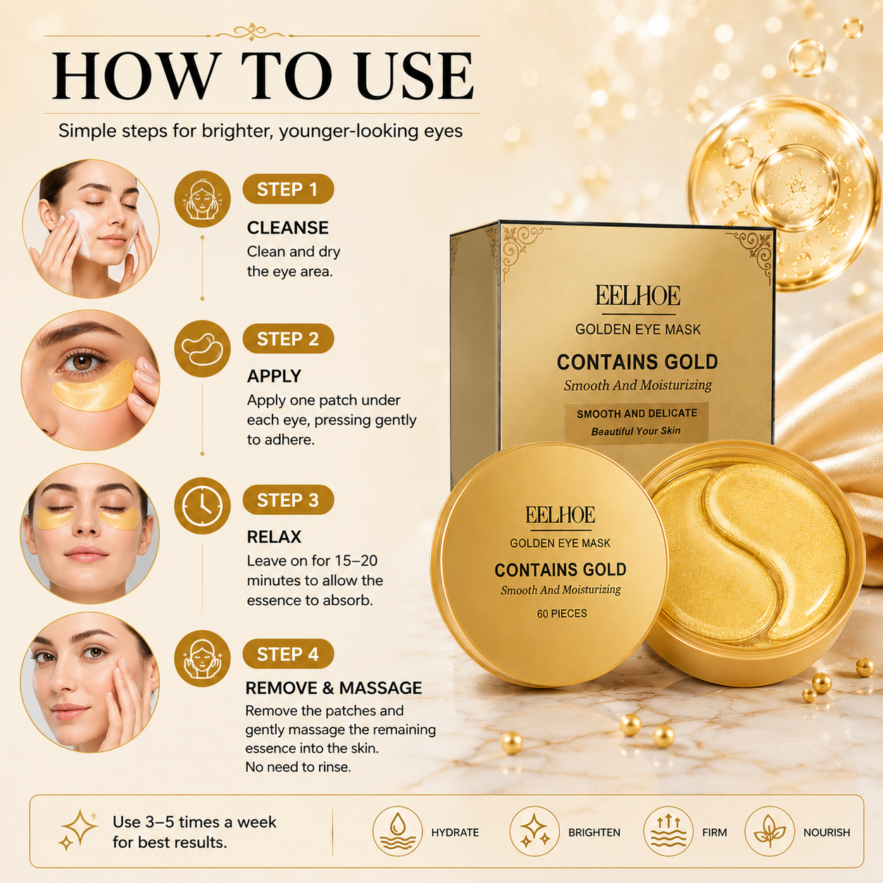 Gold Firming Eye Mask — Depuff & Brighten