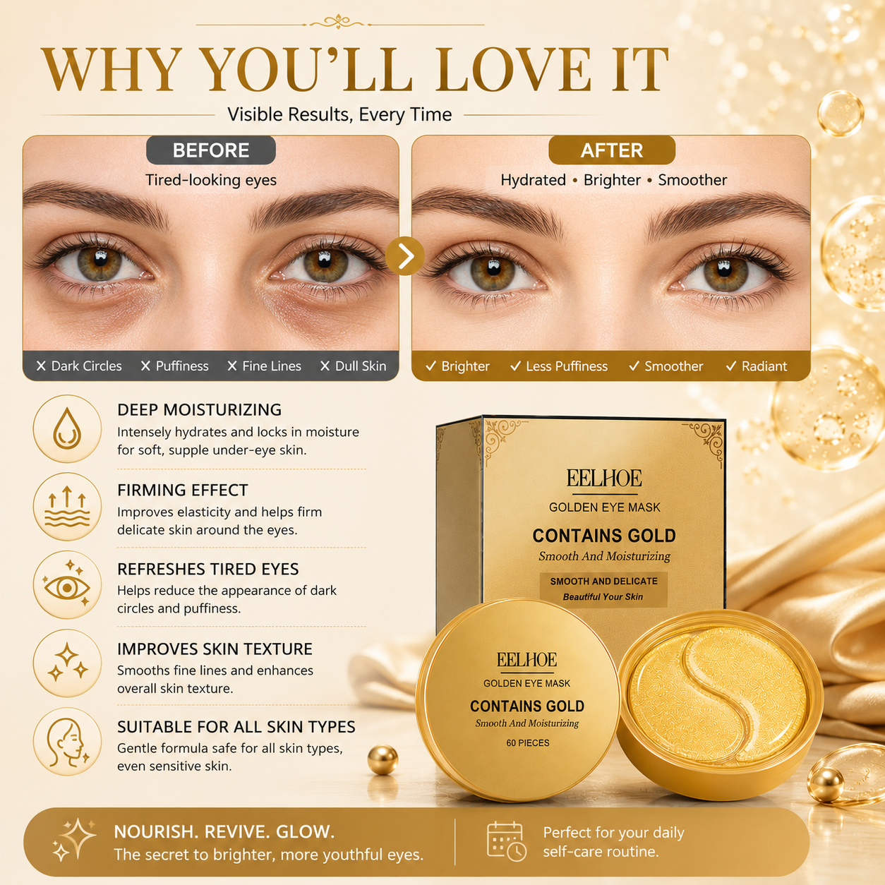 Gold Firming Eye Mask — Depuff & Brighten