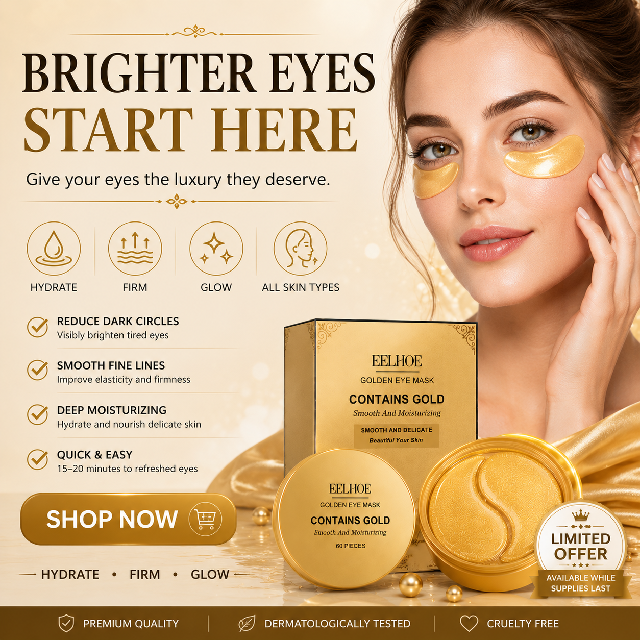 Gold Firming Eye Mask — Depuff & Brighten