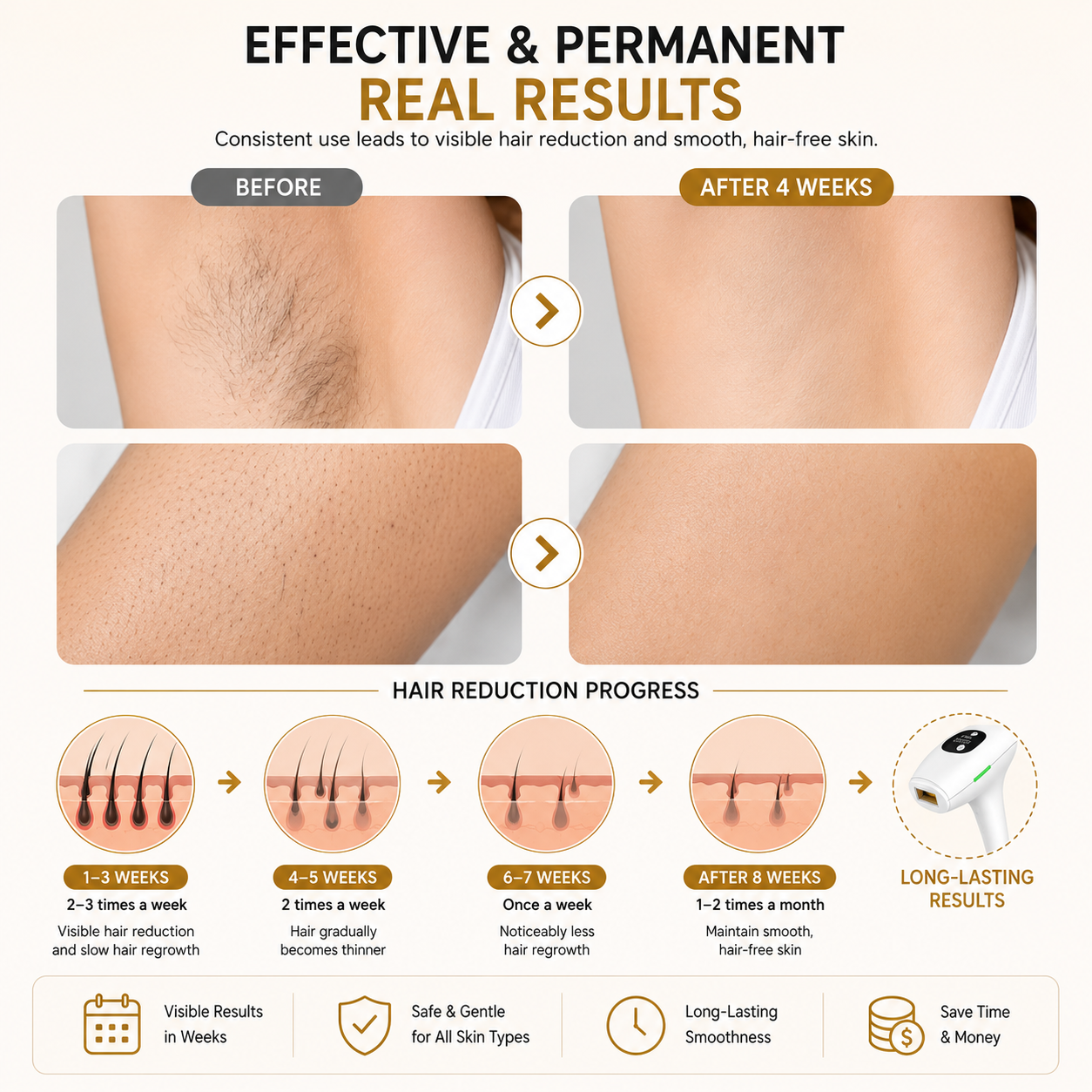 IPL Laser Hair Removal Device — Permanent & Painless, 900,000 Flashes