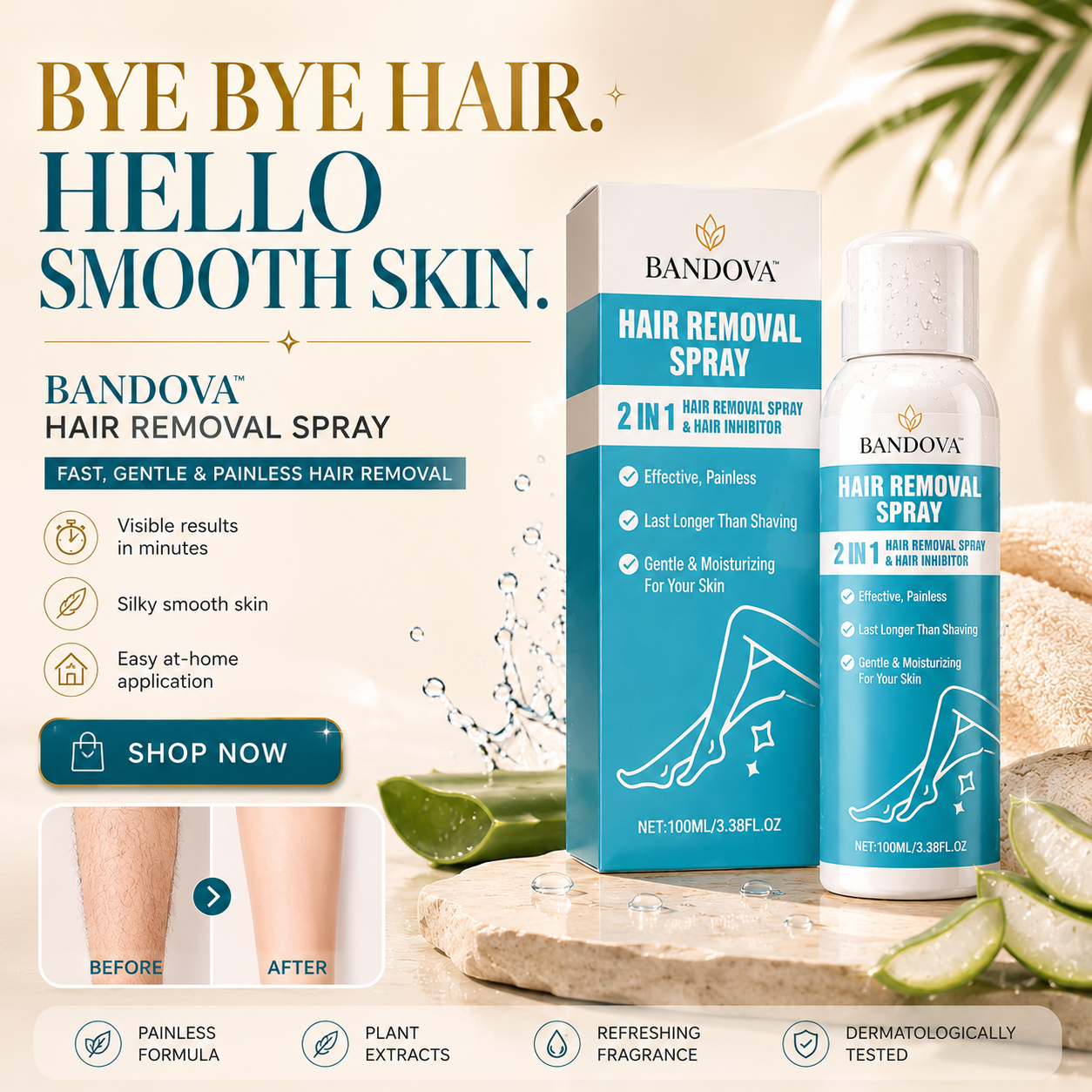 Painless Hair Removal Spray — Smooth Skin in Minutes