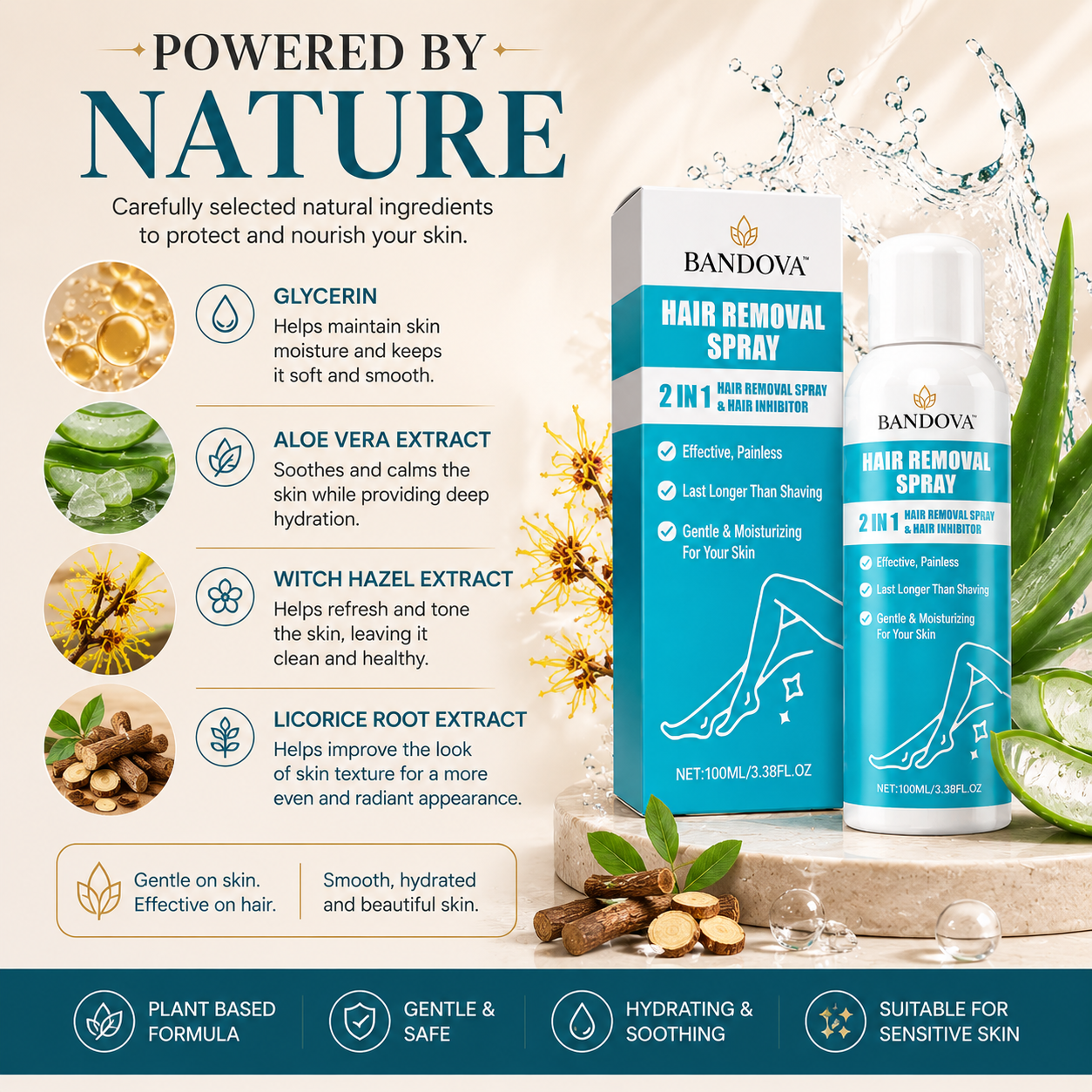Painless Hair Removal Spray — Smooth Skin in Minutes