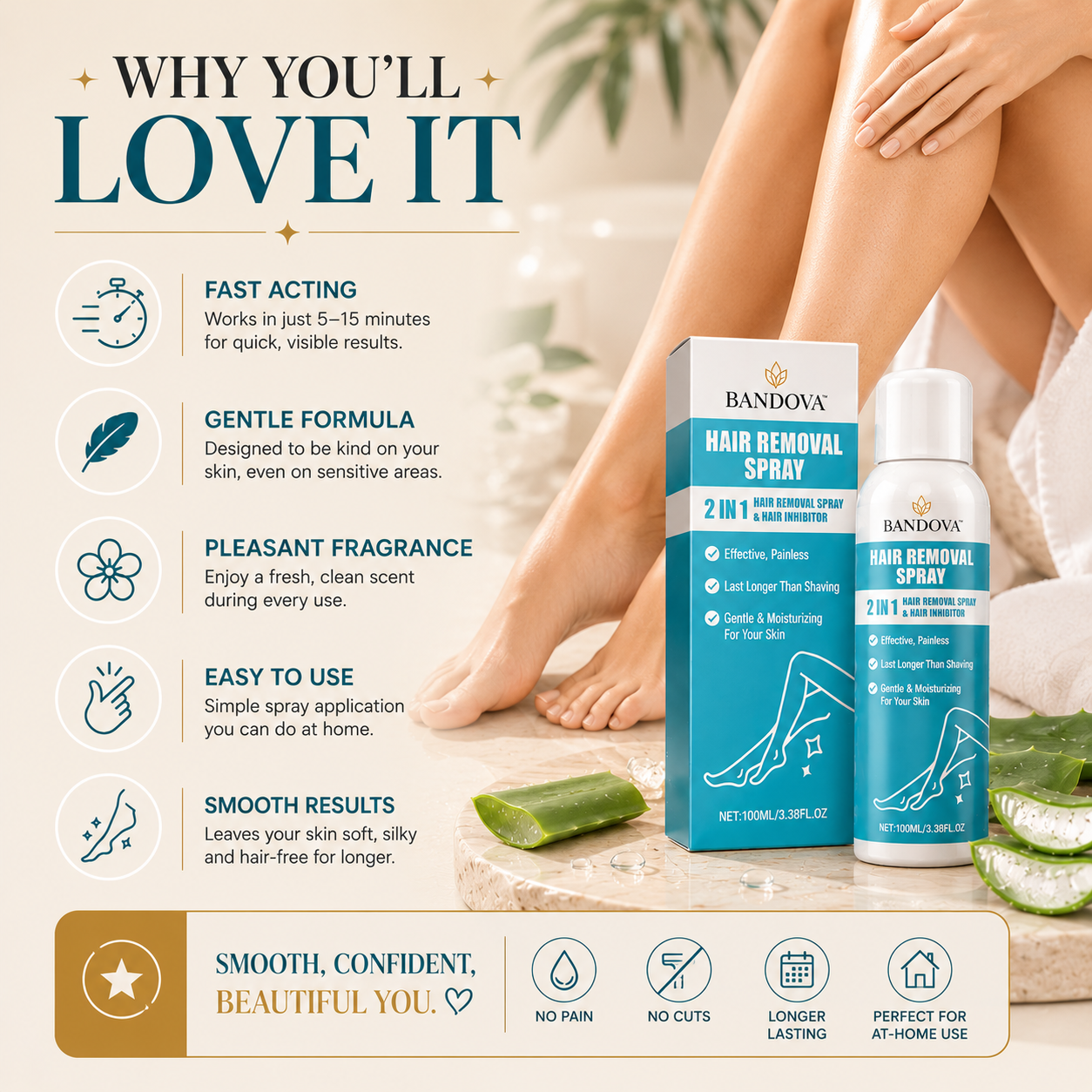 Painless Hair Removal Spray — Smooth Skin in Minutes